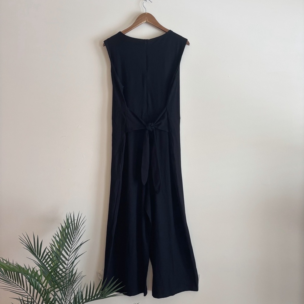 Eileen Fisher Black Wide Leg Sleeveless Crepe Jumpsuit Large Minimalist - Picture 4 of 8